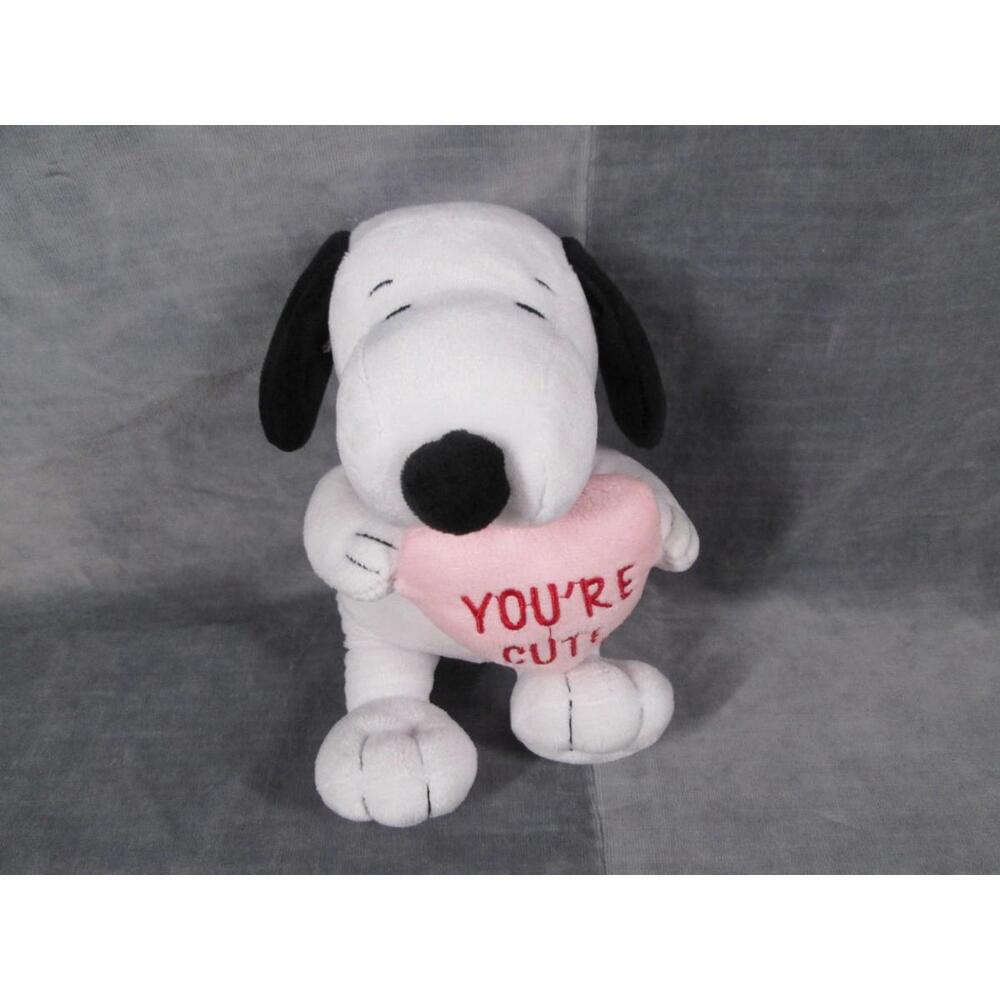 Peanuts Snoopy Plush You're Cute Heart Valentine Pet Dog Squeaker Toy 9”